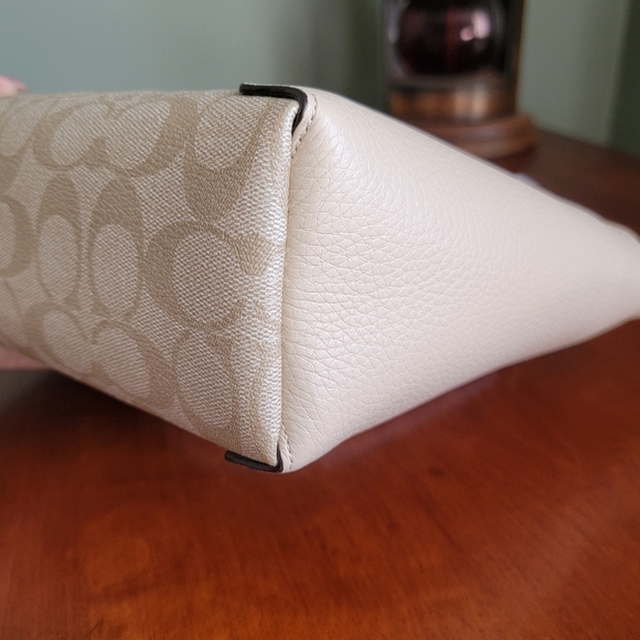 NWT Coach C7261 Kacey Satchel Colorblock Signature Canvas Ivory Pebbled Leather - Picture 10 of 16